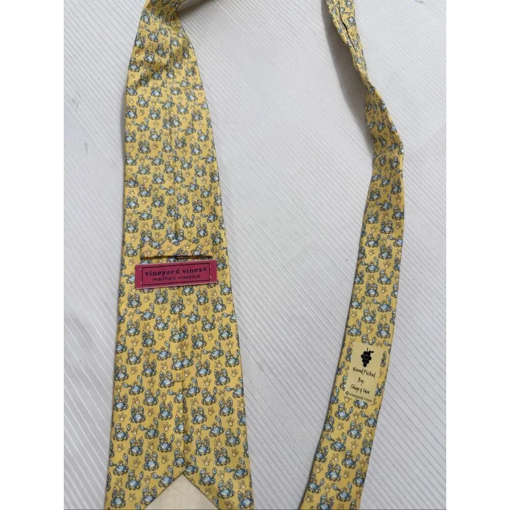 Vineyard Vines Yellow Silk Crab Necktie Tie